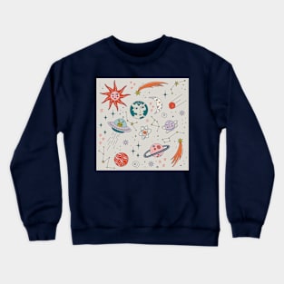 Cute doodle retro Space print Crewneck Sweatshirt